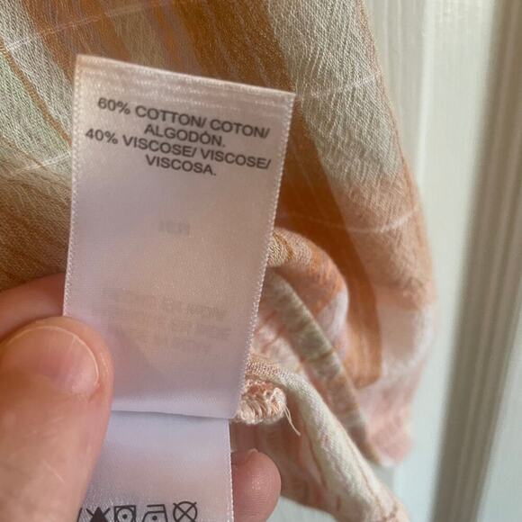 Lucky Brand Emily Plaid Short Flutter Sleeve Shirt Top Size L - Picture 6 of 10